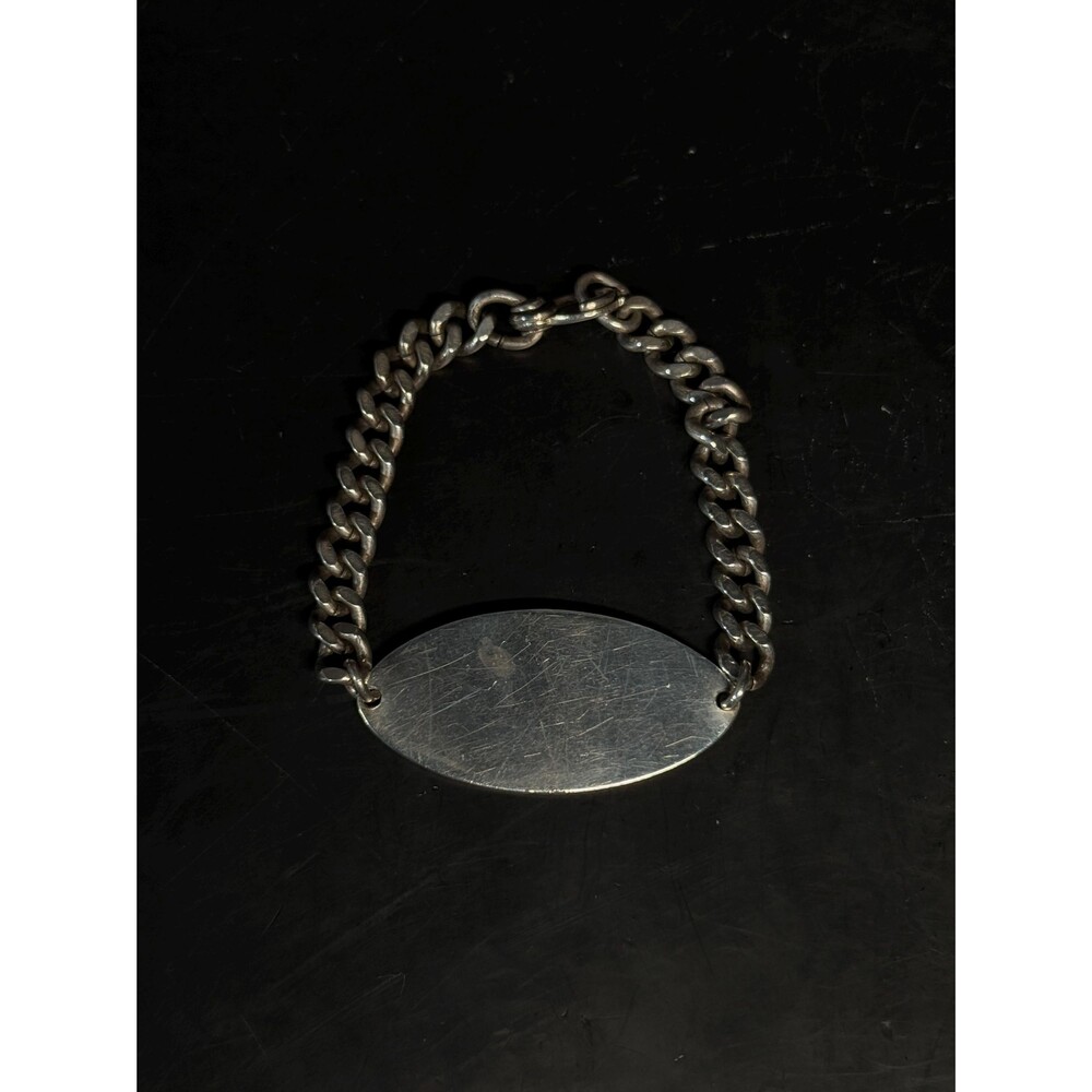 Vintage Sterling Silver Blank Nameplate Bracelet